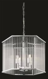 Rialto 4 Light Ceiling Pendant - Hexagon Chrome, Clear Glass Rods, G9