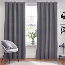 furn. Dawn Blackout Charcoal Eyelet Curtains (W)117cm x (D)183cm Multi