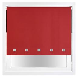 FURNISHED Blackout Roller Blinds with Chrome Square Eyelets and Metal Fittings Red Red (W) 240cm x (L) 165cm