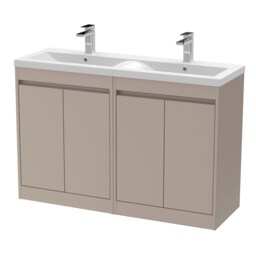 Balterley Chartley Contemporary Floor Standing 4 Door Vanity Basin Unit, Ceramic Basin, 1200mm, Taupe
