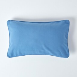 Homescapes Cotton Plain Air Force Blue Rectangular Cushion Cover - 30 x 50 cm Blue Air force blue 1