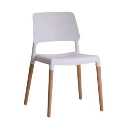 Riva Chair- Plastic/Wood (Set of 2) - L54 x W55 x H81 cm - White