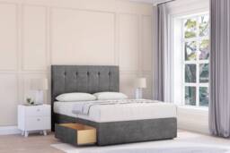 "Sloomy Highbury Steel Plush Divan Bed With Mattress No Drawers With 26"" Strutted Headboard 5' King Grey Steel King 1"