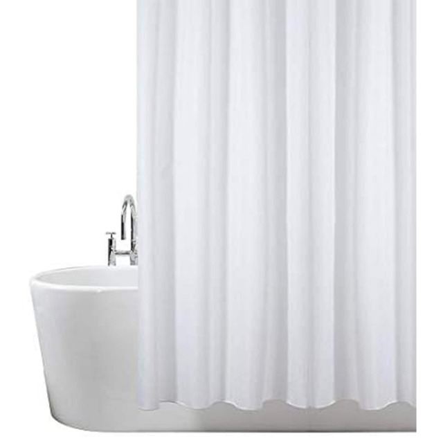 KAV Extra Wide White Shower Curtains 220 Wide and 180cm Drop Full Bath Coverage High Quality Mould Mildew Polyster Fabric-12 hooks