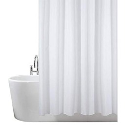 KAV Extra Wide White Shower Curtains 220 Wide and 180cm Drop Full Bath Coverage High Quality Mould Mildew Polyster Fabric-12 hooks
