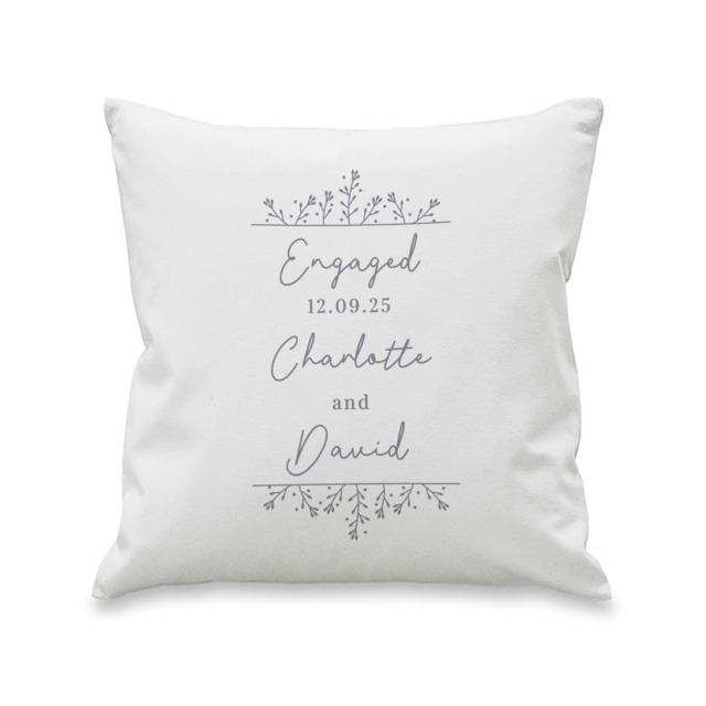 Personalised Grey Floral Cushion White