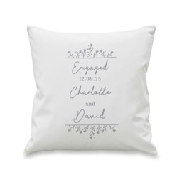 Personalised Grey Floral Cushion White