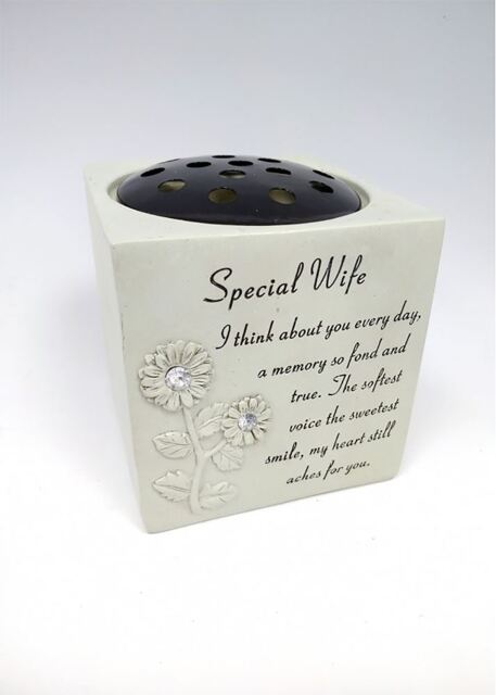 Memorial Graveside Pot Verse Flowers Diamante Rose Grave Pot Vase Special Missed