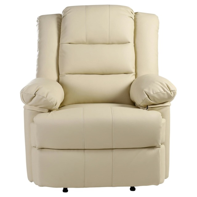 Loxley Bonded Leather Manual Recliner Armchair Sofa Home Lounge Chair (Cream)