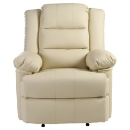 Loxley Bonded Leather Manual Recliner Armchair Sofa Home Lounge Chair (Cream)