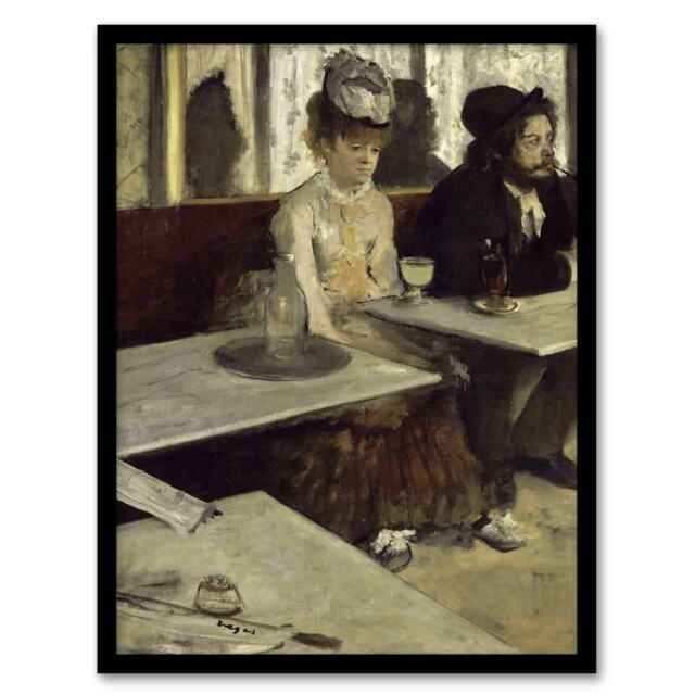 Edgar Degas Framed Wall Art Print In a Cafe Absithe Drinkers Painting Home Décor