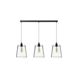 ValueLights Susie Glass Lantern Shade 3 Drop Black Ceiling Light Black
