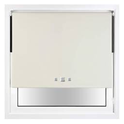 FURNISHED Blackout Roller Blind with Triple Square Eyelets Easy Fit Window Shade Cream Cream (W) 45cm x (L) 210cm