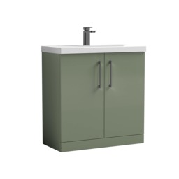 Balterley Level Contemporary Bathroom Floor Standing 2-Door Vanity Unit & Mid-Edge Basin, with D Shape Handle Green 840 x 810 x 390mm