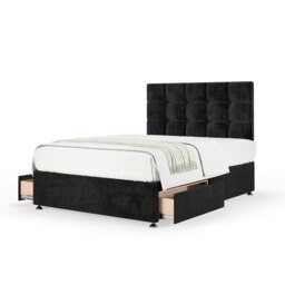 Ortho Classic Orthopaedic Black Naples Velvet 2 Drawer Divan Set And Pearl Headboard King Size