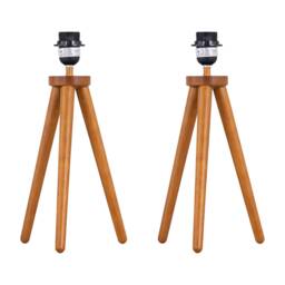 Set of 2 Voyage - Dark Oak Wooden Tripod Lamp Bases Brown Dark oak wood 2