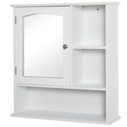 kleankin Wall Mounted Bathroom Mirror Glass Storage Cabinet Cupboard with Shelf