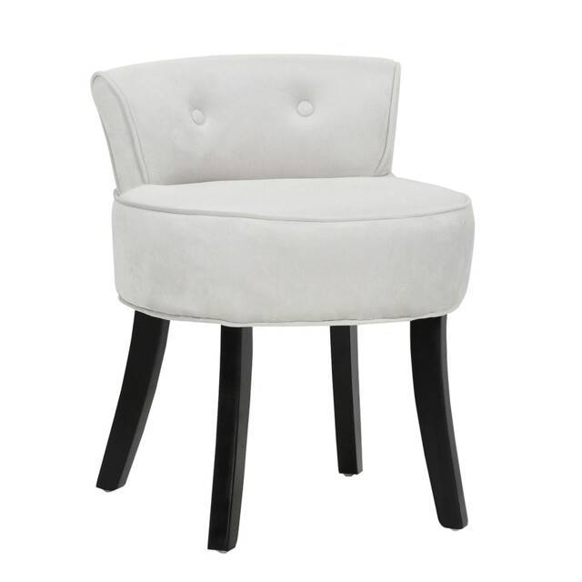 Living and Home Velvet Soft Seat Low Back Vanity Stool - Grey White