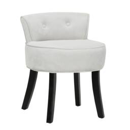 Living and Home Velvet Soft Seat Low Back Vanity Stool - Grey White