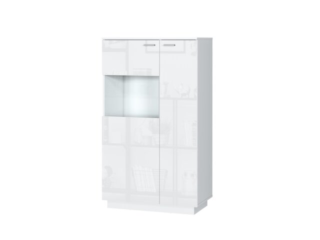 Glass Display Cabinet Unit Bookcase Shelving Cupboard Storage Buffet White Gloss Modern Sol