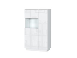 Glass Display Cabinet Unit Bookcase Shelving Cupboard Storage Buffet White Gloss Modern Sol
