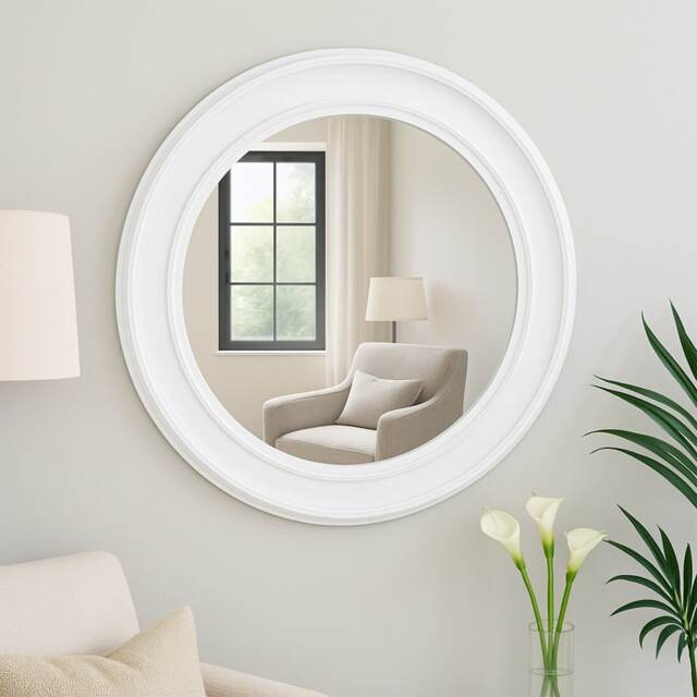 Large Round Vintage White Wall Mirror 80cm X 80cm