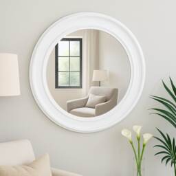 Large Round Vintage White Wall Mirror 80cm X 80cm
