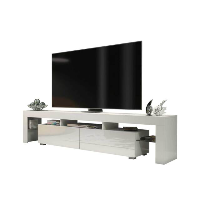 TV Unit TV Stand White High Gloss Media Console Sideboard Storage Cabinet 200cm