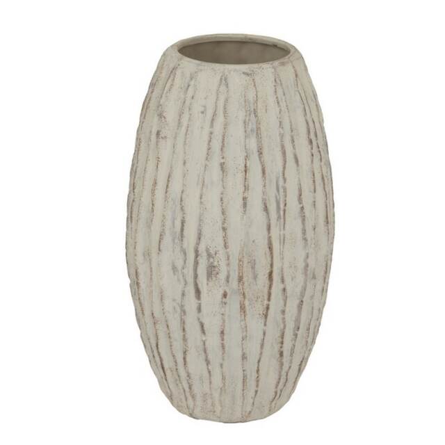 Lorenzo Large Fin Vase - Ceramic - L27 x W27 x H49 cm - White White