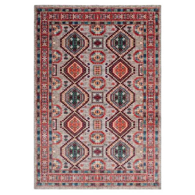 Multicolour Low Pile Traditional Persian Velvet Texture Area Rug 80cm x 150cm