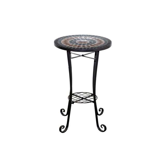 Marrakech Mosaic Plant Stand and Side Table Ceramic Tile Top for Indoor and Outdoor Use