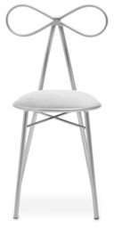 Orsina Silver Bow Velvet Chair, Backrest Indoor Velvet Chair, Easy to Clean Decor Velvet Chair