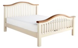 6ft Super King Real oak and Cream,Chunky, Curved, Solid,strong,wood bed frame.High foot end wooden bedstead Cream Real Oak & Cream Super King
