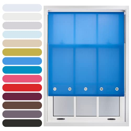FURNISHED Roller Blinds Daylight Round Eyelet Light Filtering Easy Fit Trimmable Window Blind Blue Blue (W) 105cm x (L) 165cm