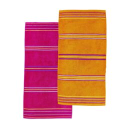 Catherine Lansfield Rainbow Pairs Beach Towel Pair Pink Orange / Pink One size