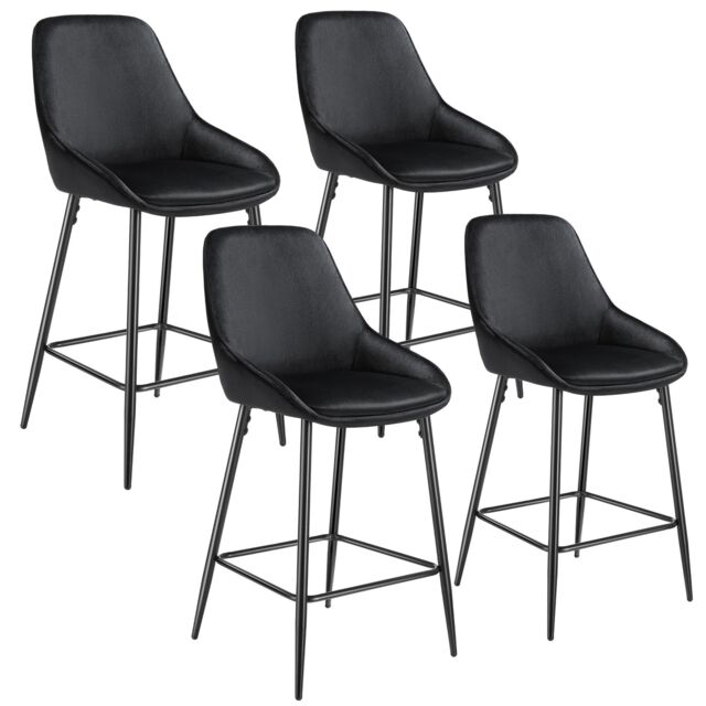Bar Stool Siera with backrest, padding and soft fabric Black Velvet look black/black 54 x 49 x 100 cm 4