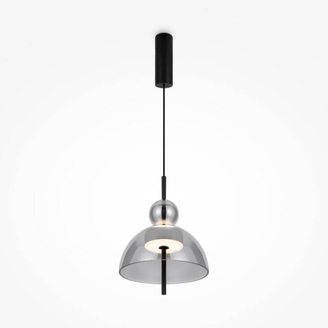 Bangkok I Modern 25cm Dome Pendant Ceiling Light Black 3000K 1300lm Smoky Shade