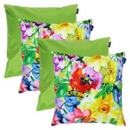 4PK Cushion x2 Painterly Floral x2 Plain Lime