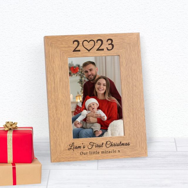 Personalised Babys First Christmas Wood Frame Wood Picture Frame 7 x 5