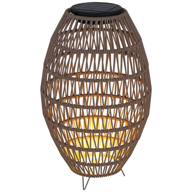 Outsunny Rattan Solar Lamp, Auto OnOff Garden Lantern, Dark Brown Brown