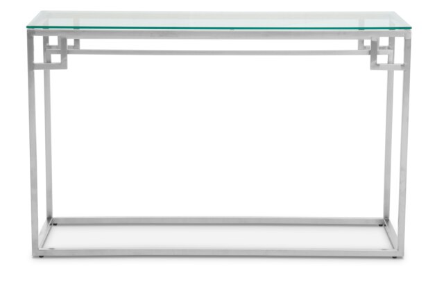 Allure Tempered Glass Silver Finish Console Table Silver