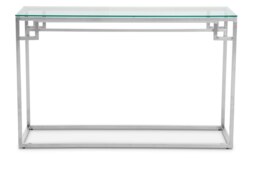 Allure Tempered Glass Silver Finish Console Table Silver