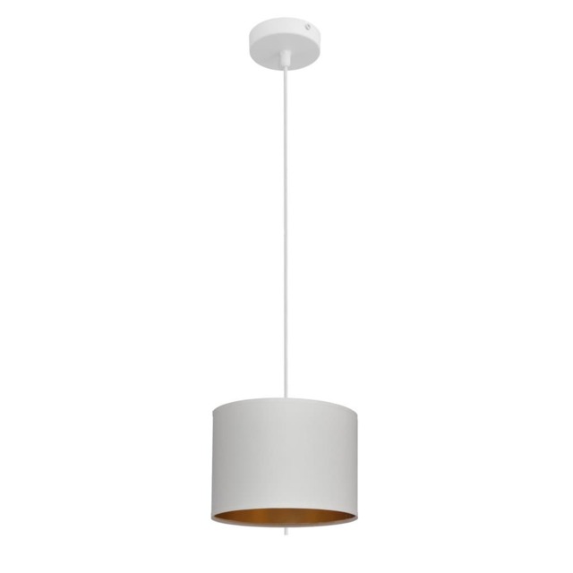 Alba Cylindrical Pendant Ceiling Light White, Gold 20cm