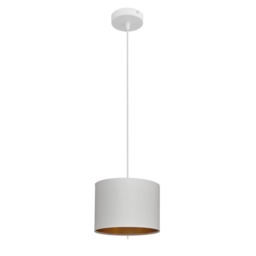 Alba Cylindrical Pendant Ceiling Light White, Gold 20cm