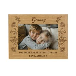 Personalised Wild Flowers 6x4 Wooden Photo Frame Brown One Size
