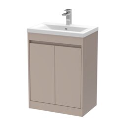 Balterley Chartley Contemporary Floor Standing 2 Door Vanity Basin Unit, Mid-Edge Basin, 600mm, Taupe