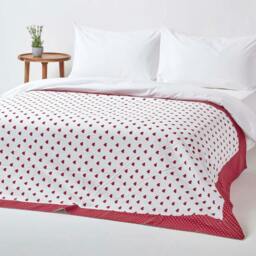 Homescapes Cotton Red Heart Decorative Sofa Throw - 150 x 200 cm