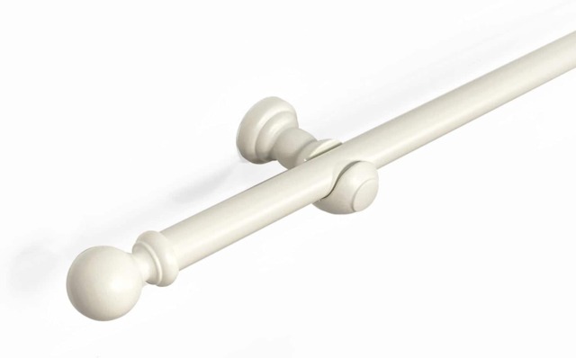 Lister Cartwright 28 mm Eyelet Wooden Curtain Pole Set Fixed Length (Linen White Traditional Ball, 240 cm)