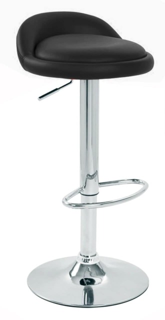 Alex Real Leather Bar Stool Chrome Frame 4 Colours Height Adjustable Black