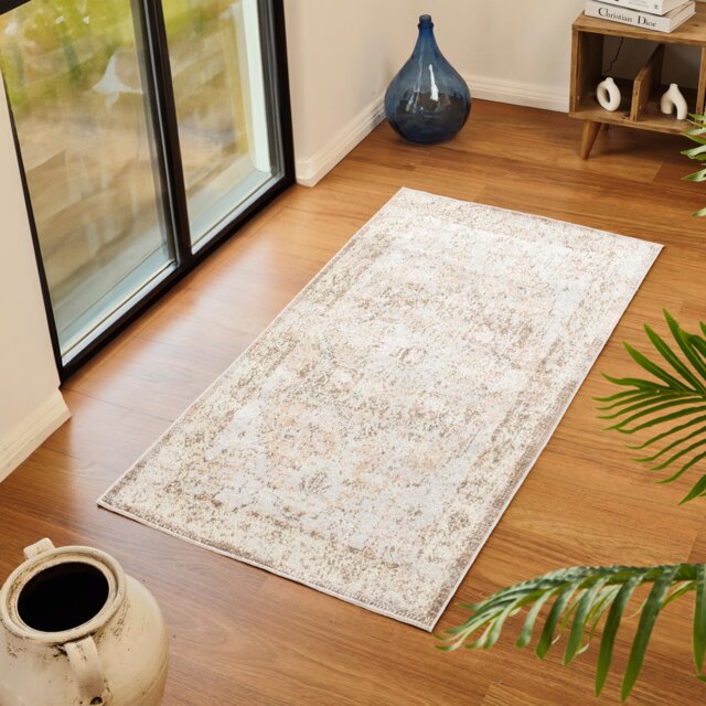 LIVABLISS Lillian-Washable Traditional Vintage Boho Rug 66 x 115 cm Taupe Brown
